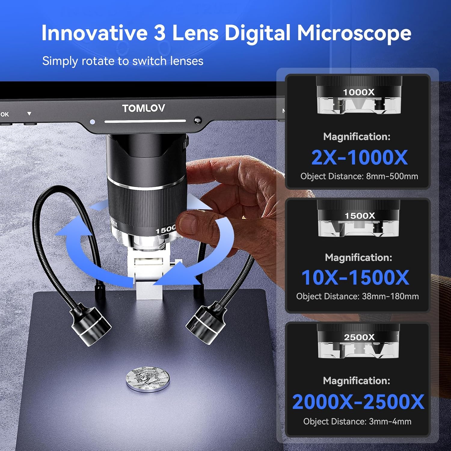 TOMLOV 3-Lens Digital Microsco - Electronics Repair Videos recension och pris